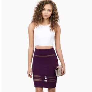 Tobi Purple Mesh Pencil Skirt